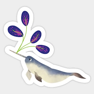 Narwhal Violet Purple Plum Flowers Sticker